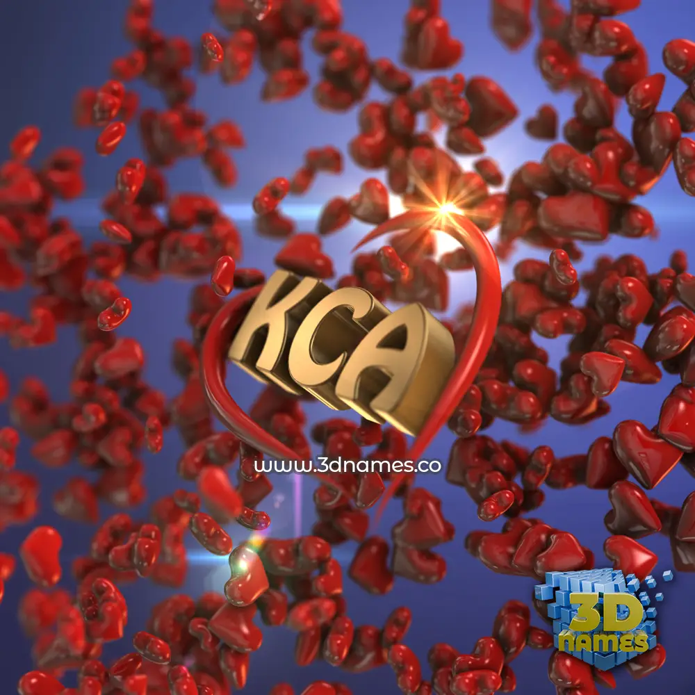 kca in Hearts style - 3D name wallpaper