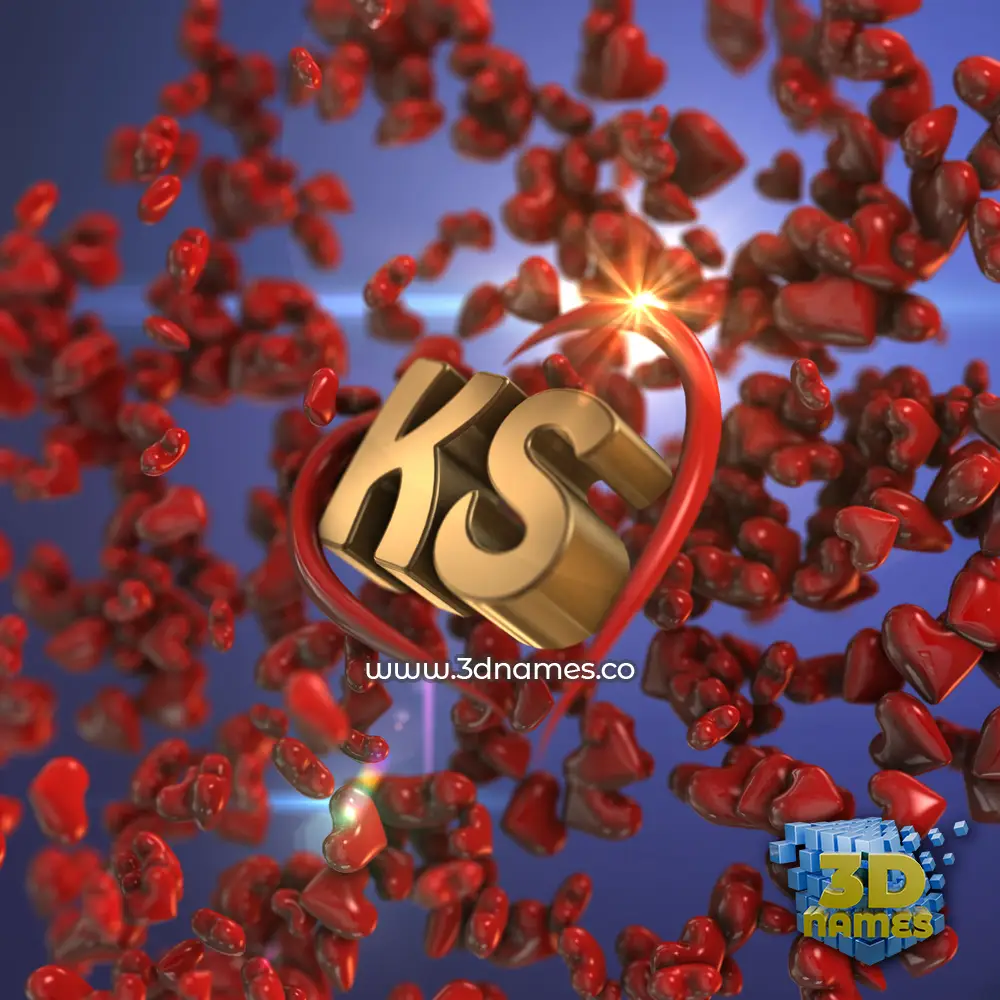 ks in Hearts style - 3D name wallpaper