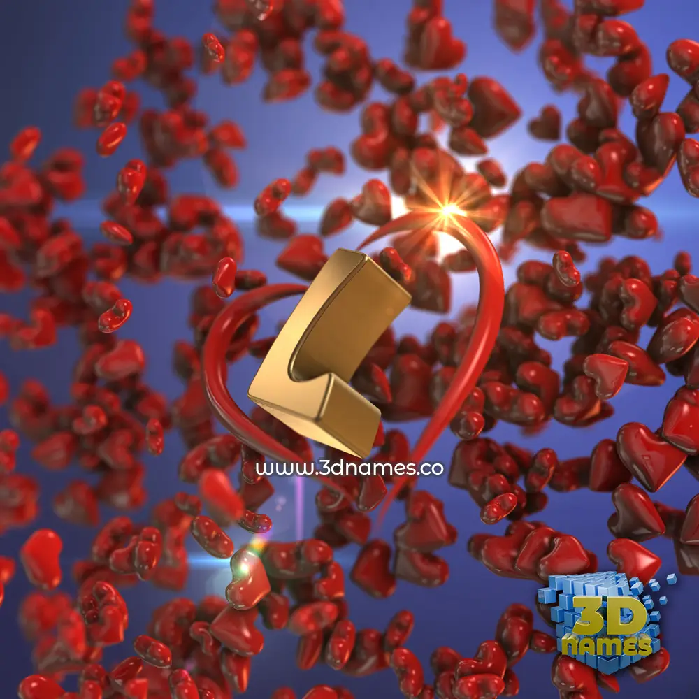 l in Hearts style - 3D name wallpaper