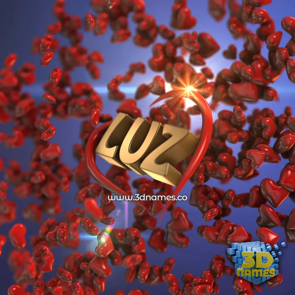 luz in Hearts style - 3D name wallpaper