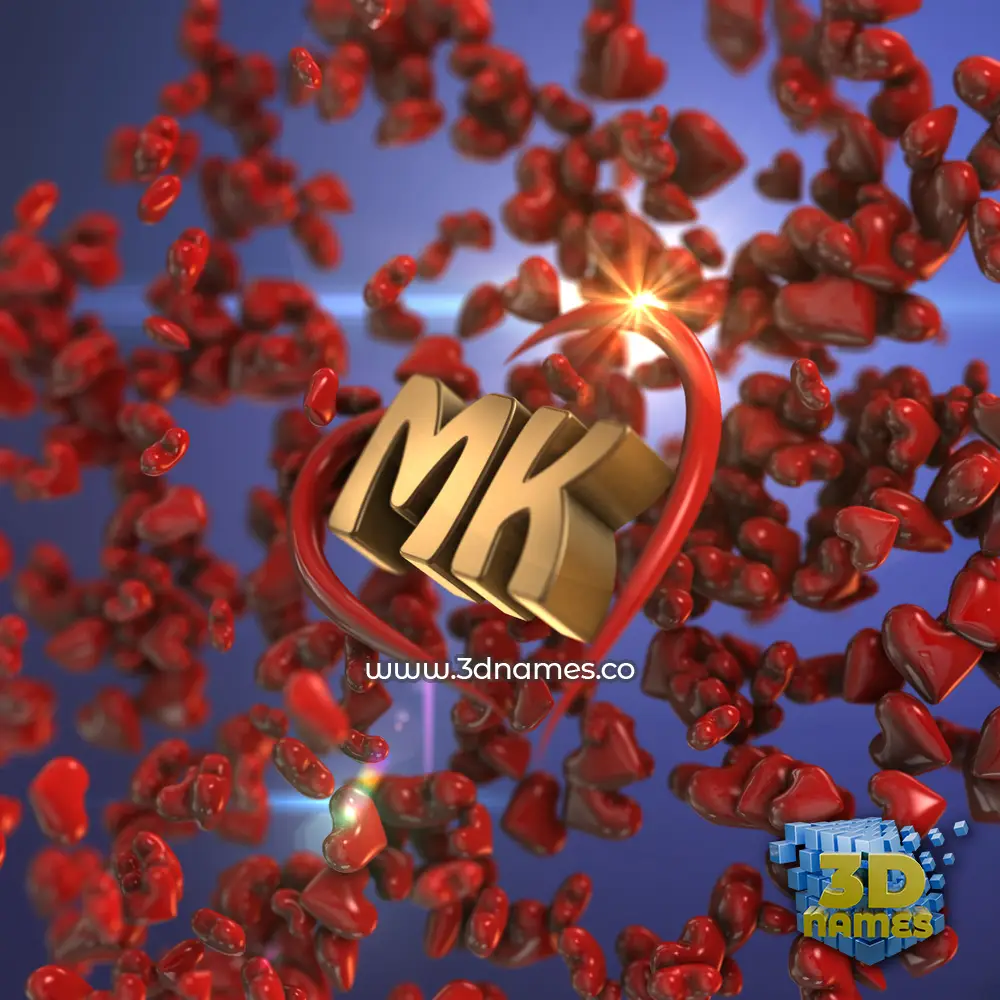 mk in Hearts style - 3D name wallpaper