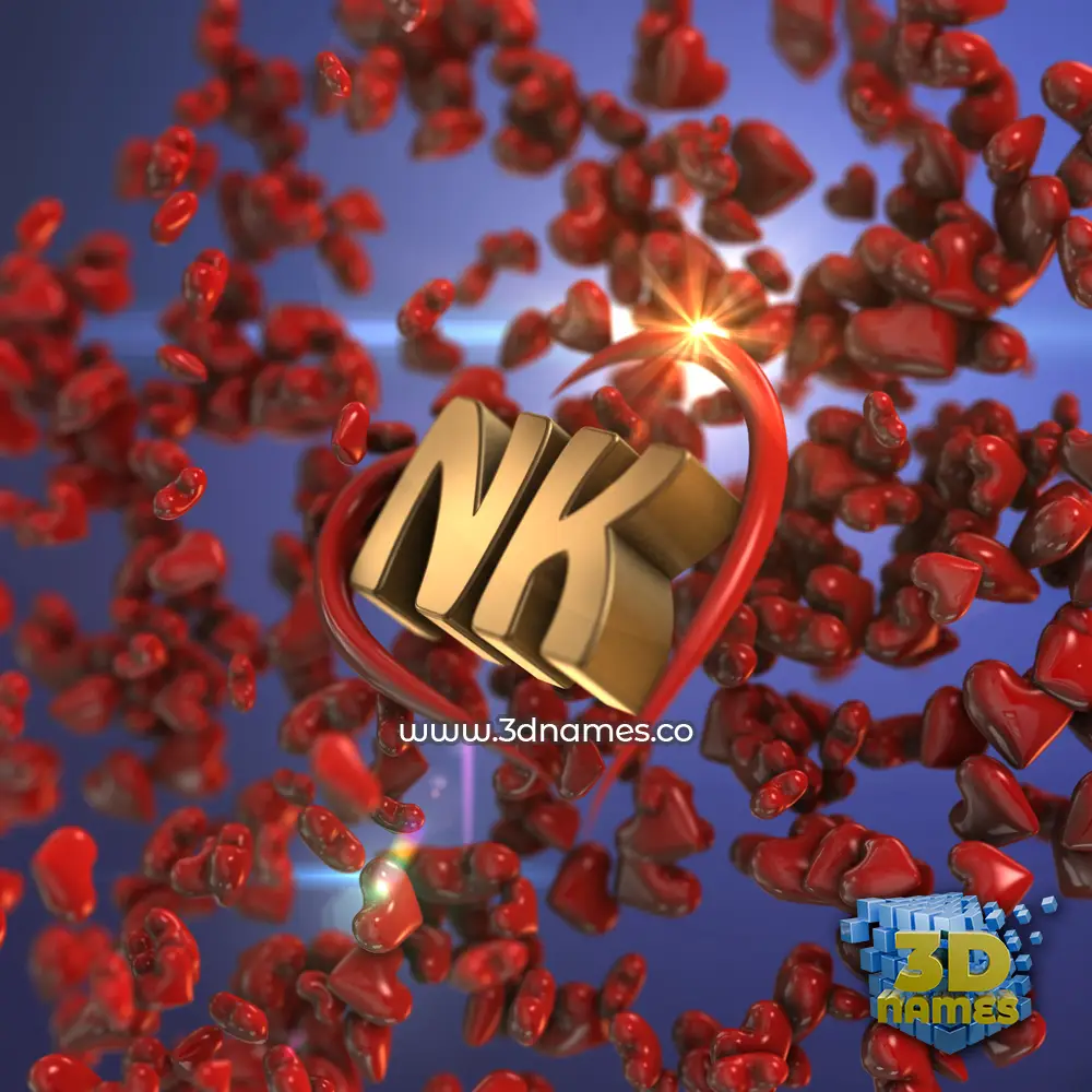 nk in Hearts style - 3D name wallpaper