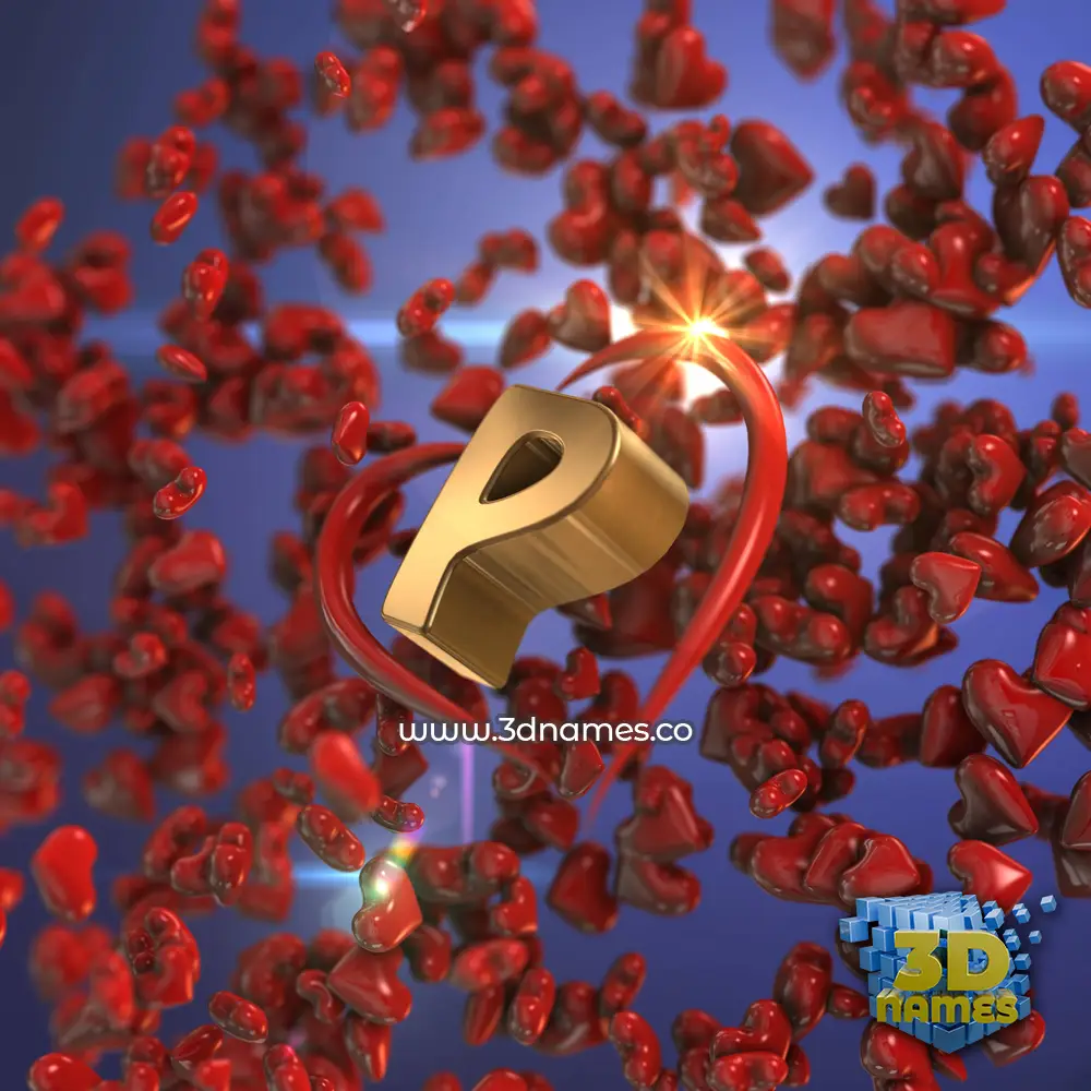 p in Hearts style - 3D name wallpaper