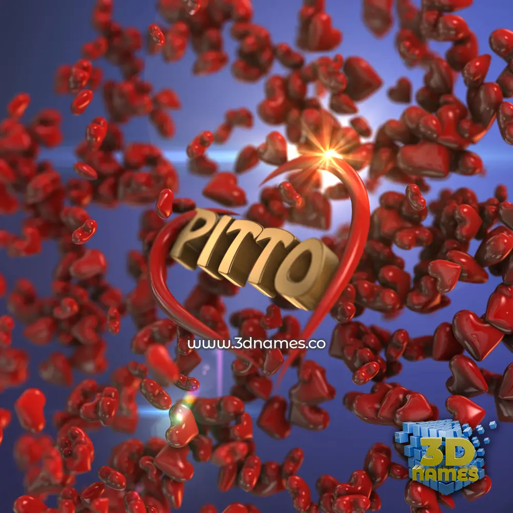 pitto in Hearts style - 3D name wallpaper