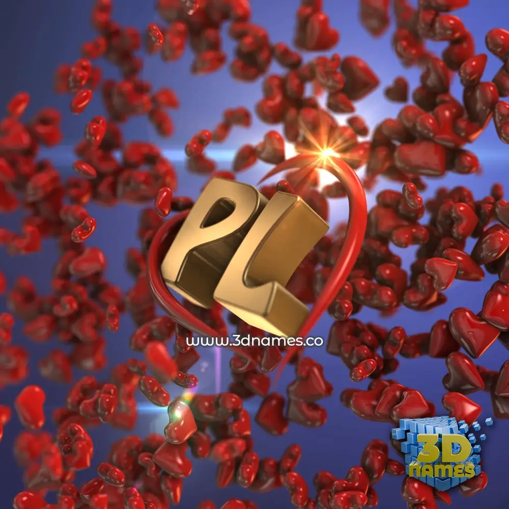 pl in Hearts style - 3D name wallpaper