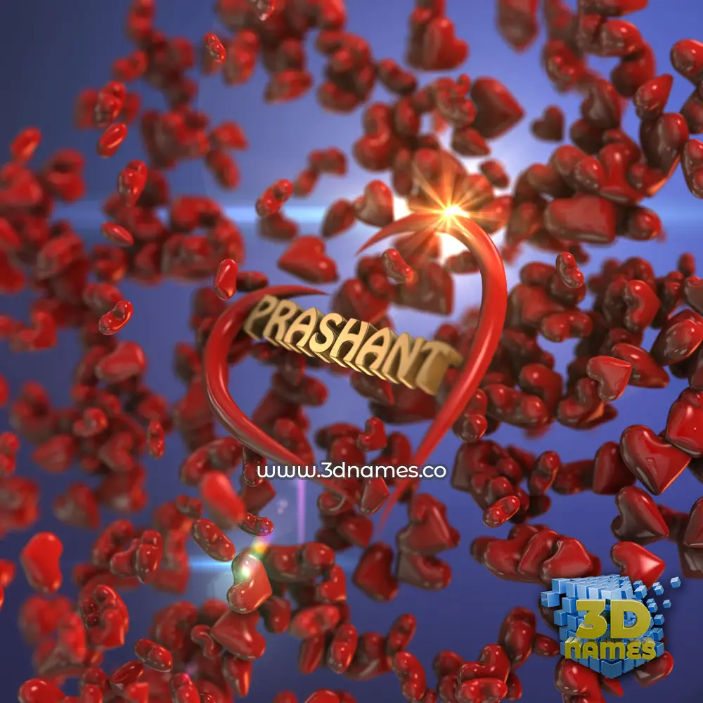 prashant in Hearts style - 3D name wallpaper
