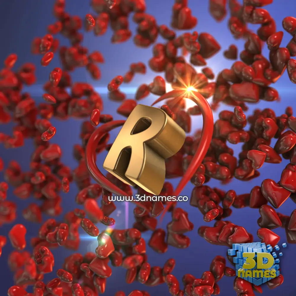 r in Hearts style - 3D name wallpaper