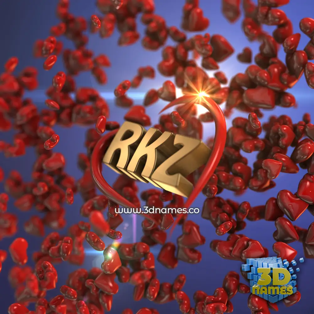 rkz in Hearts style - 3D name wallpaper