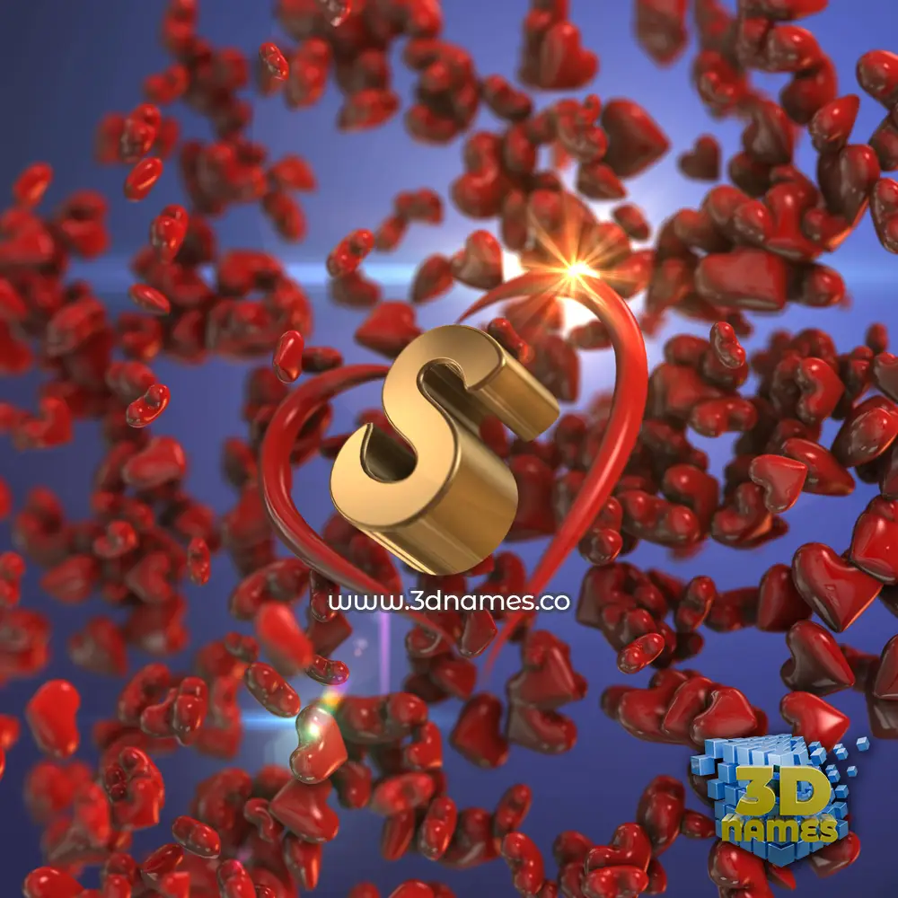 s in Hearts style - 3D name wallpaper