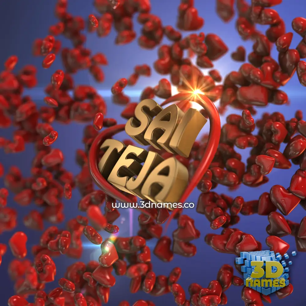 sai teja in Hearts style - 3D name wallpaper