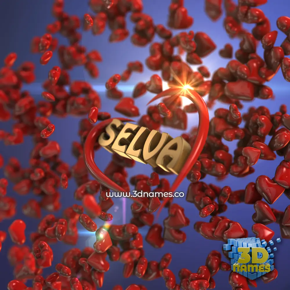 selva in Hearts style - 3D name wallpaper