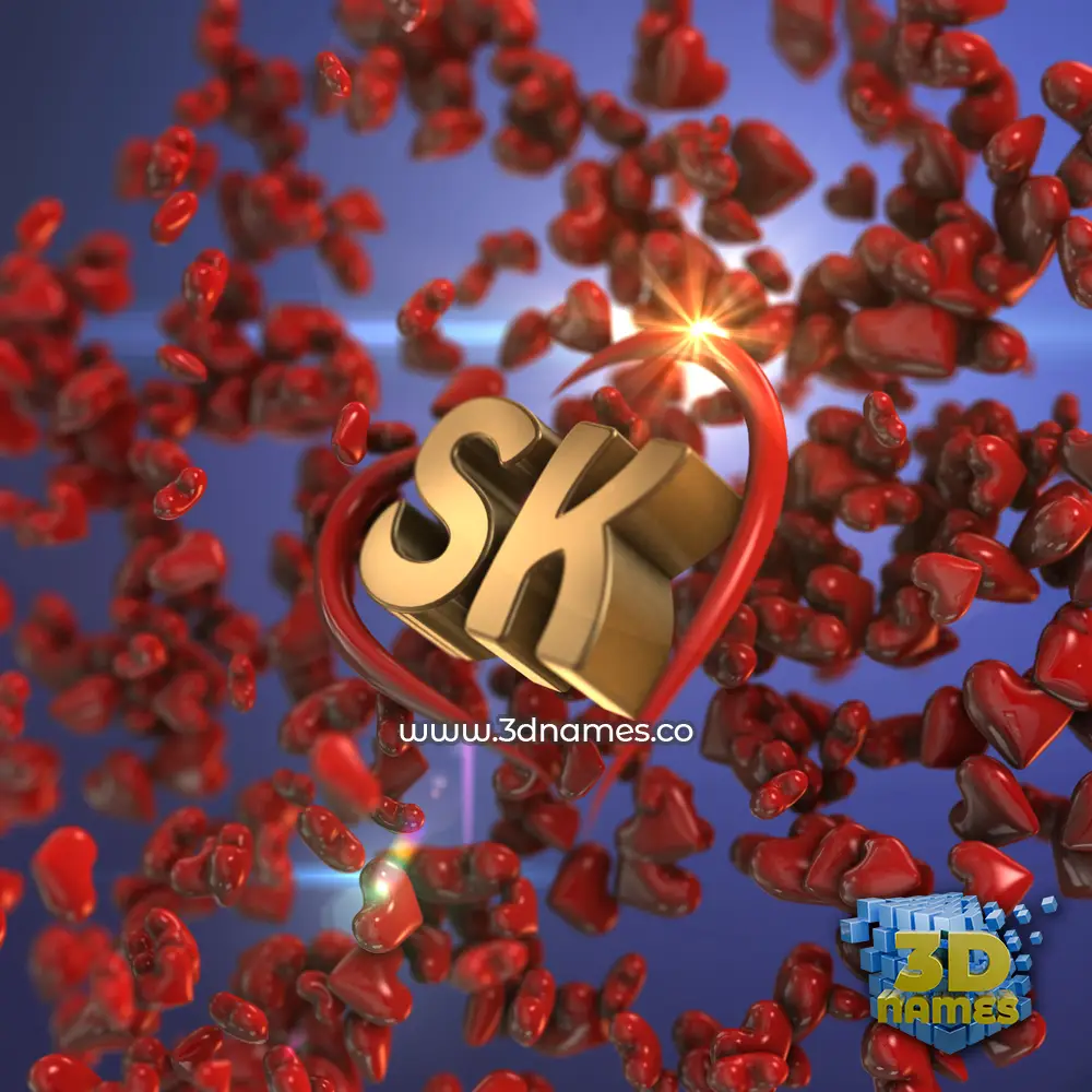 sk in Hearts style - 3D name wallpaper