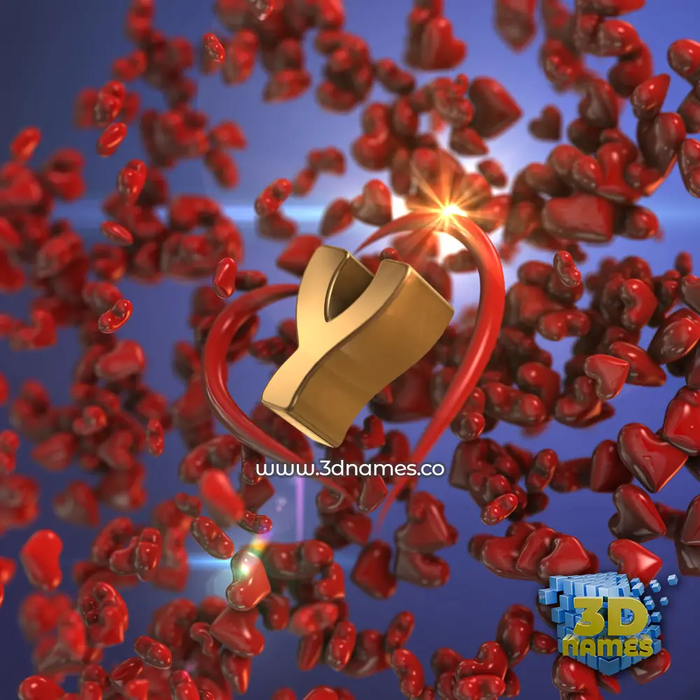 y in Hearts style - 3D name wallpaper
