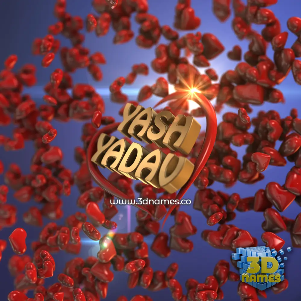 yash yadav in Hearts style - 3D name wallpaper