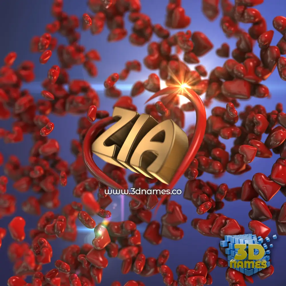 zia in Hearts style - 3D name wallpaper