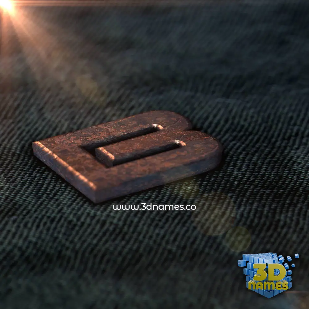 b in Rusty Metal style - 3D name wallpaper