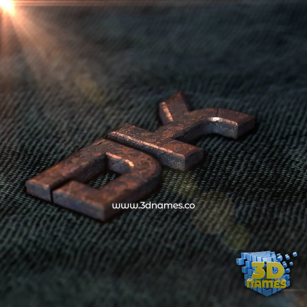 dk in Rusty Metal style - 3D name wallpaper