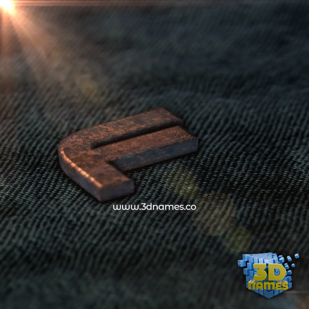 f in Rusty Metal style - 3D name wallpaper
