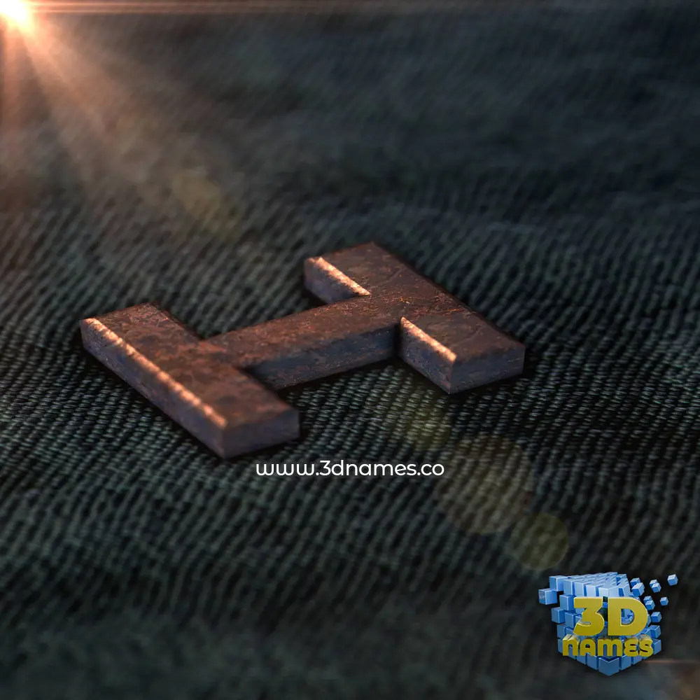 h in Rusty Metal style - 3D name wallpaper