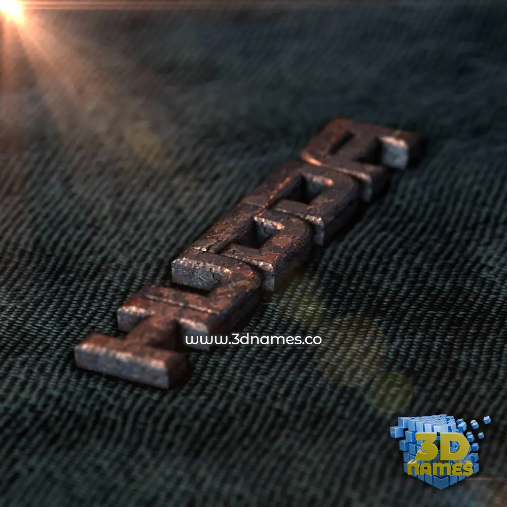 hudda in Rusty Metal style - 3D name wallpaper