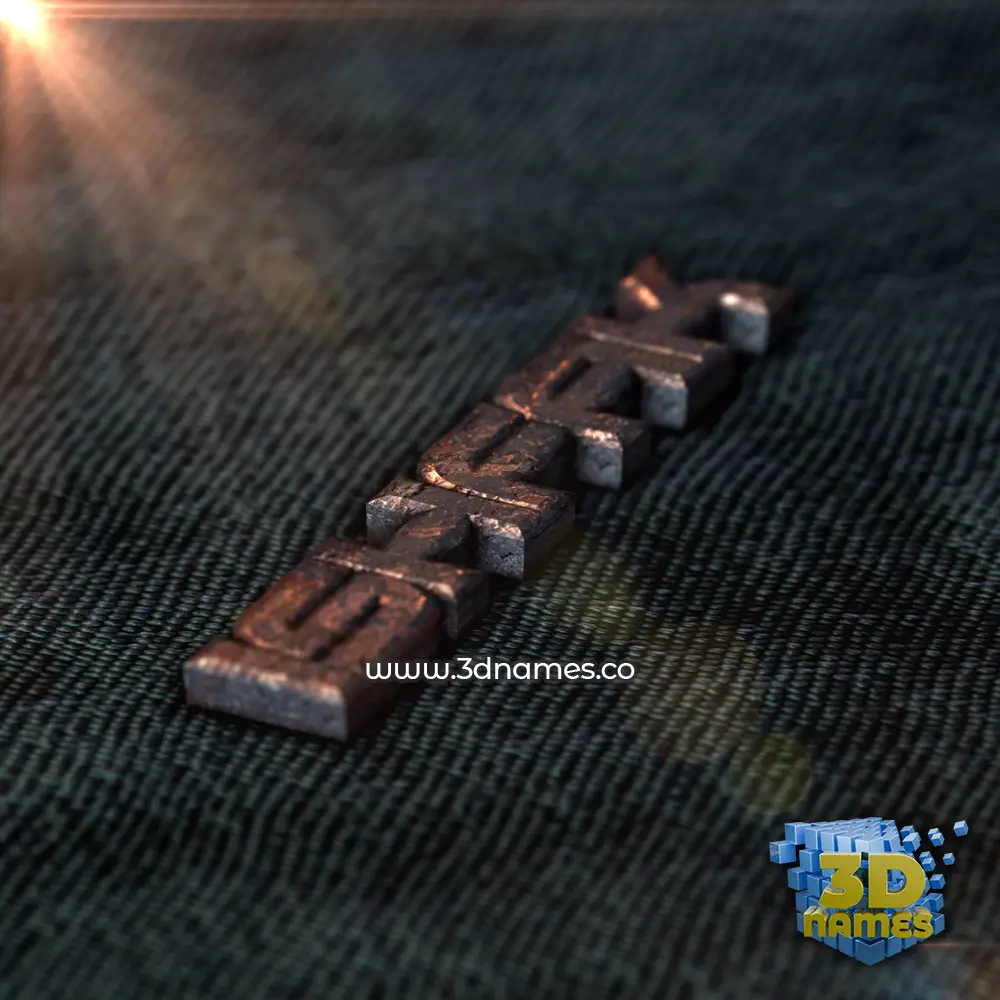 ishfak in Rusty Metal style - 3D name wallpaper