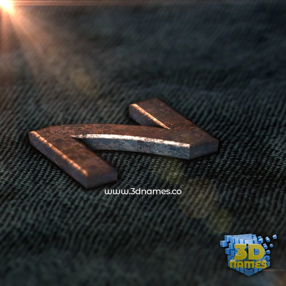 n in Rusty Metal style - 3D name wallpaper