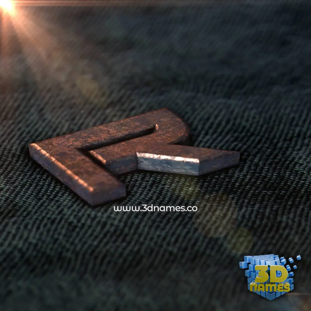 r in Rusty Metal style - 3D name wallpaper
