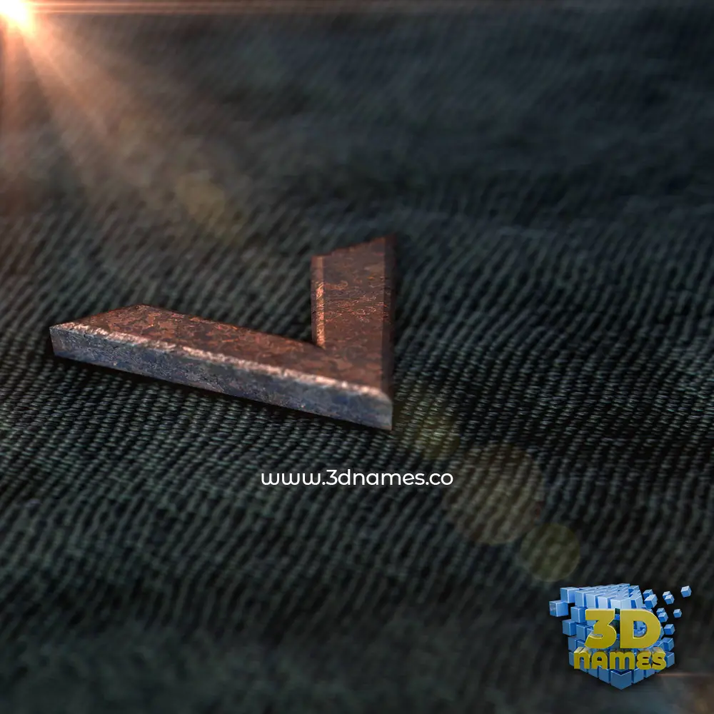 v in Rusty Metal style - 3D name wallpaper