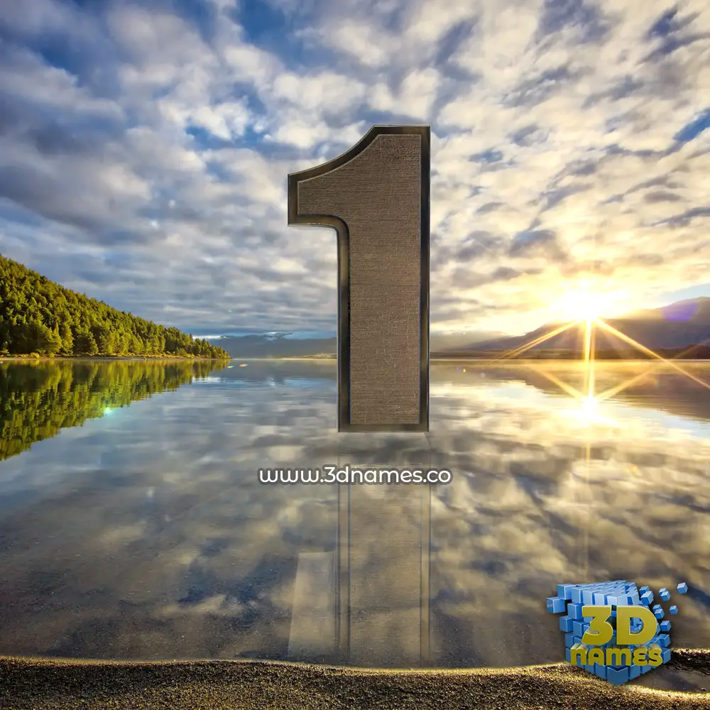 1 in Morning Sunrise style - 3D name wallpaper