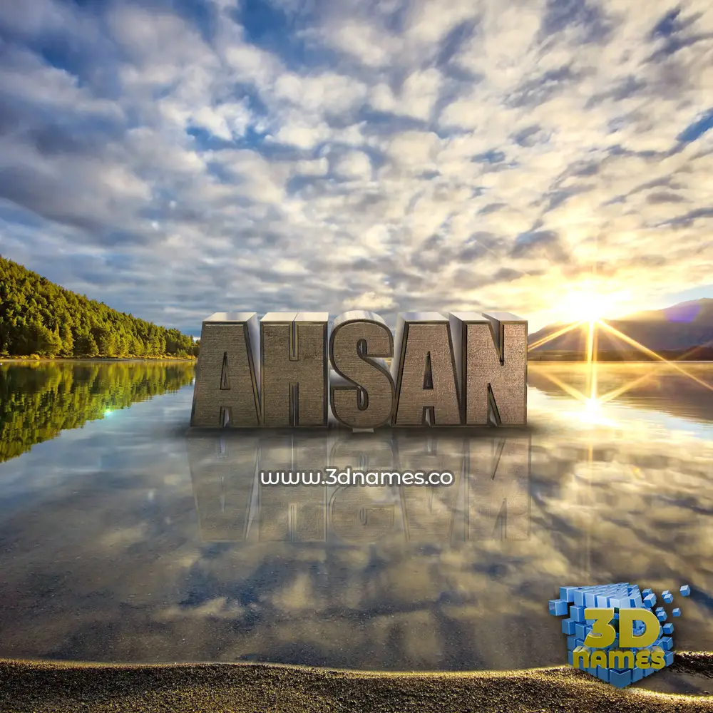 ahsan in Morning Sunrise style - 3D name wallpaper