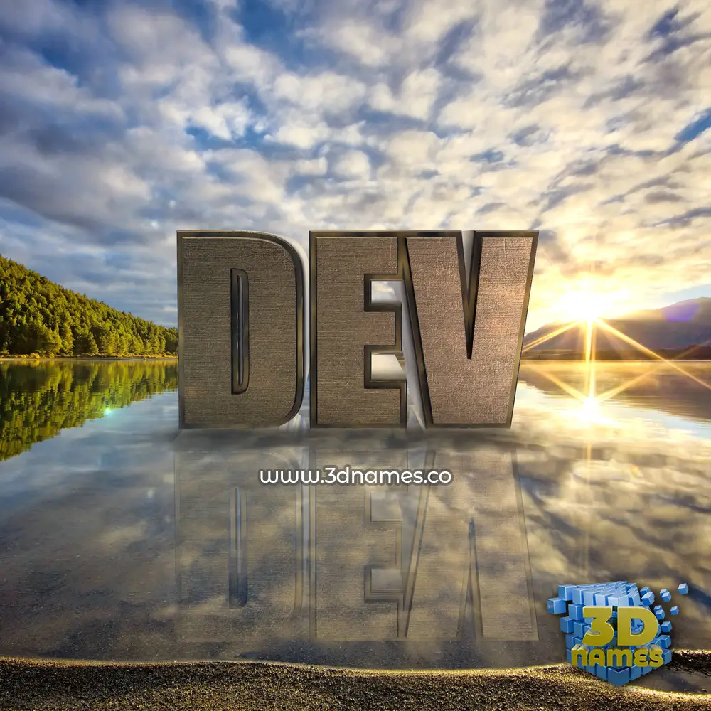dev in Morning Sunrise style - 3D name wallpaper