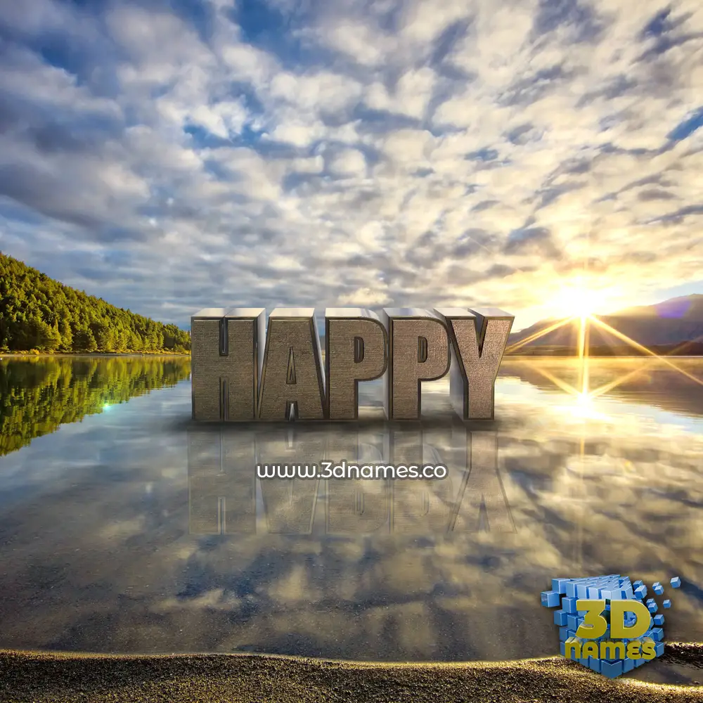 happy in Morning Sunrise style - 3D name wallpaper