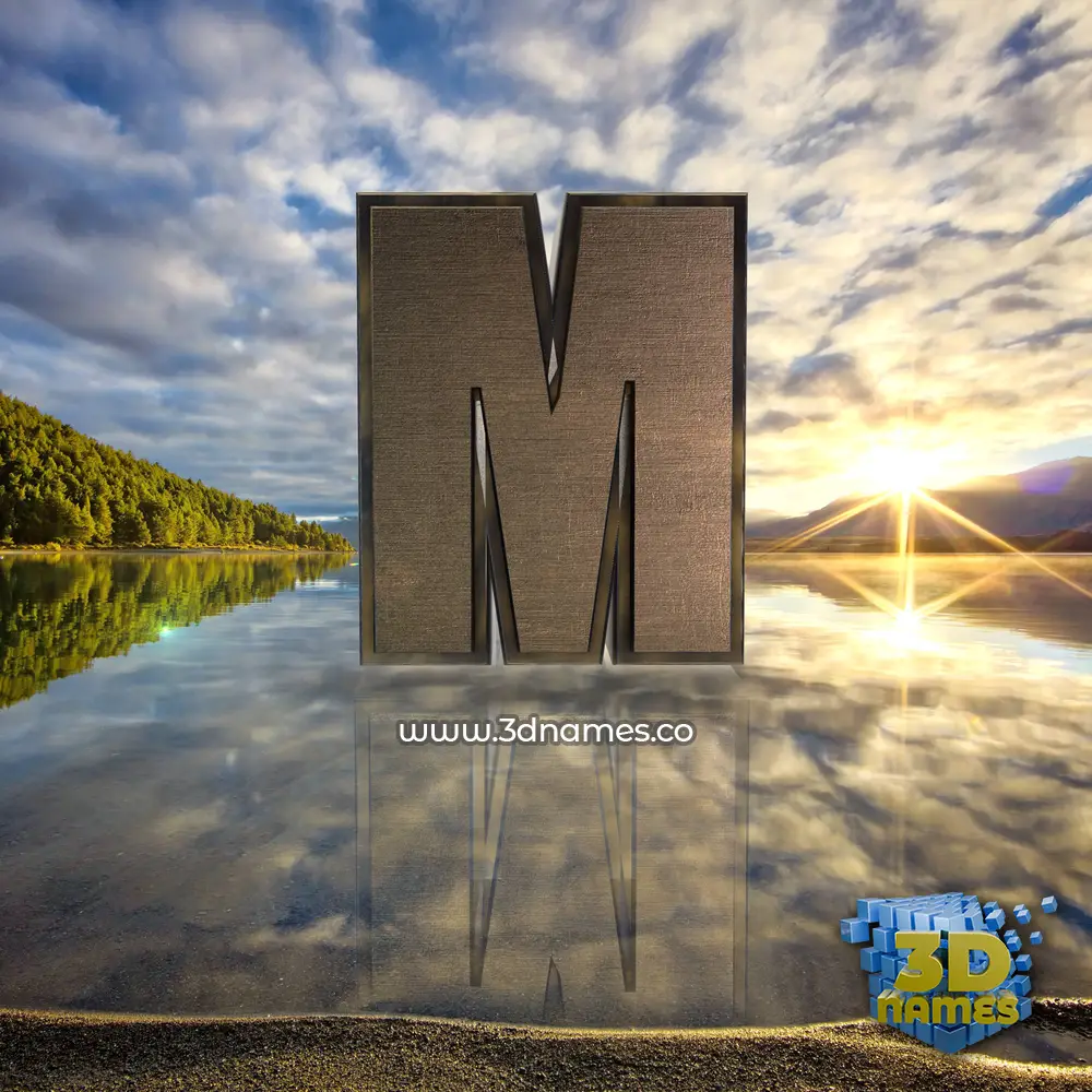 m in Morning Sunrise style - 3D name wallpaper