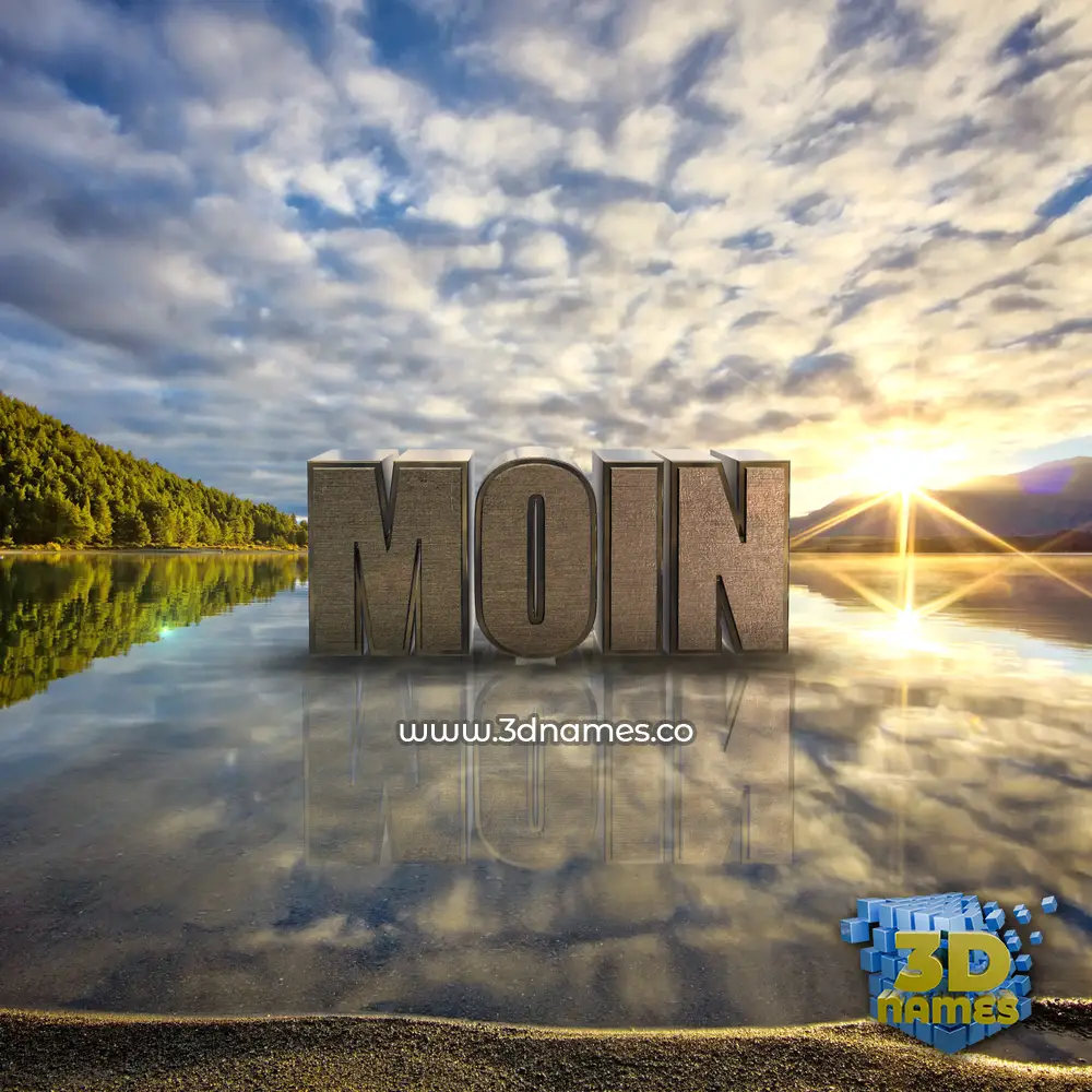 moin in Morning Sunrise style - 3D name wallpaper