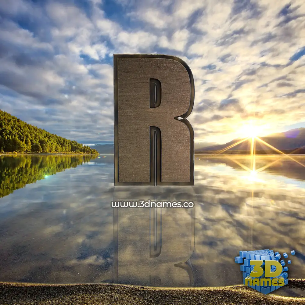 r in Morning Sunrise style - 3D name wallpaper