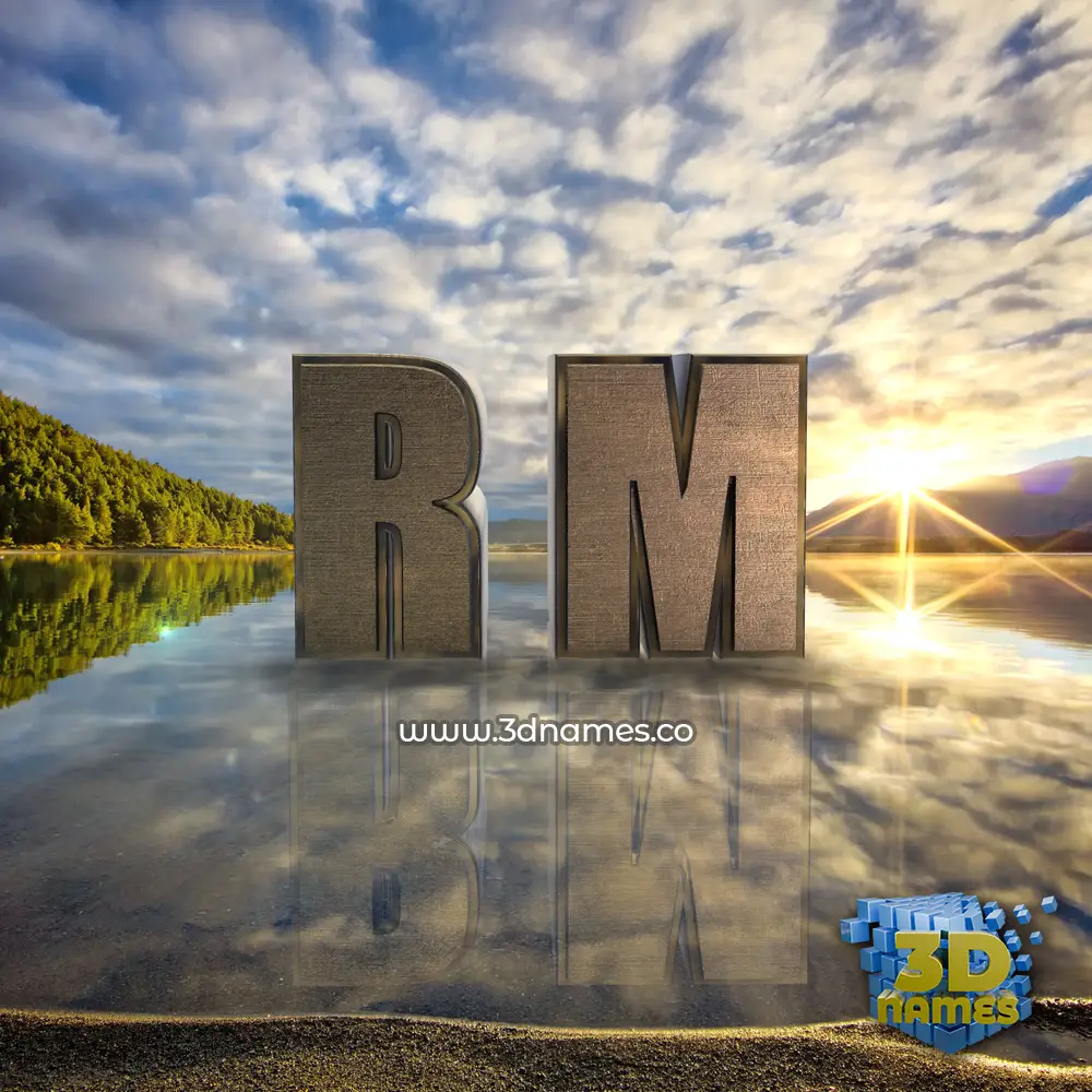 r m in Morning Sunrise style - 3D name wallpaper