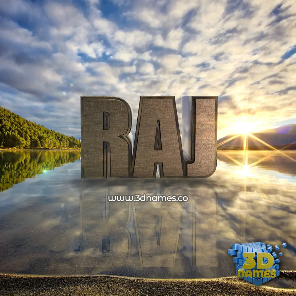 raj in Morning Sunrise style - 3D name wallpaper