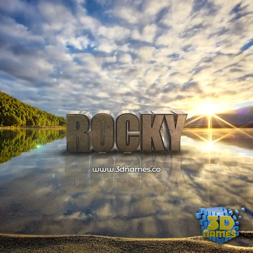 rocky in Morning Sunrise style - 3D name wallpaper