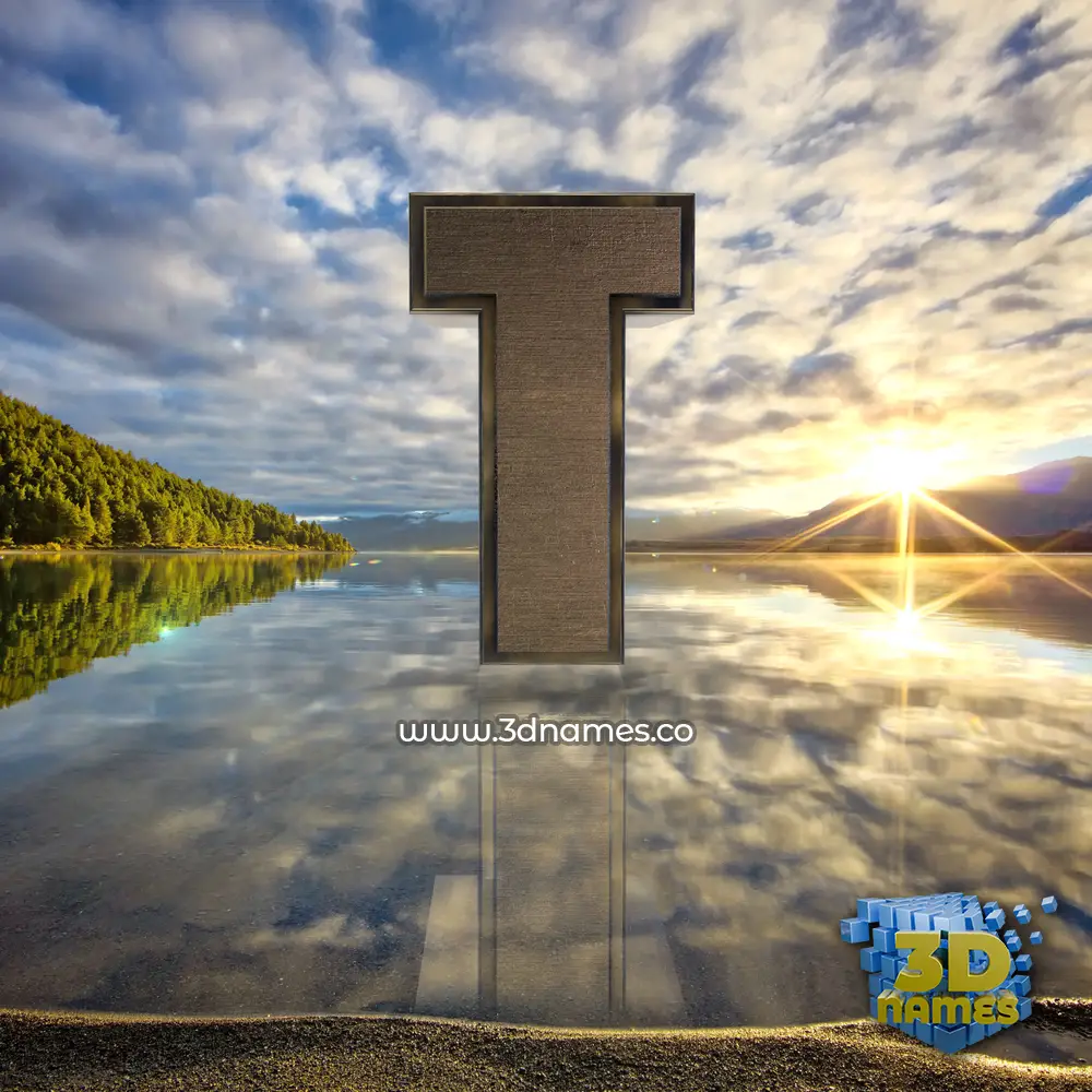 t in Morning Sunrise style - 3D name wallpaper