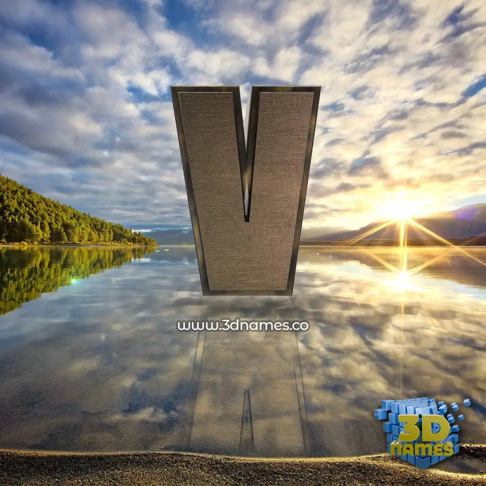 v in Morning Sunrise style - 3D name wallpaper