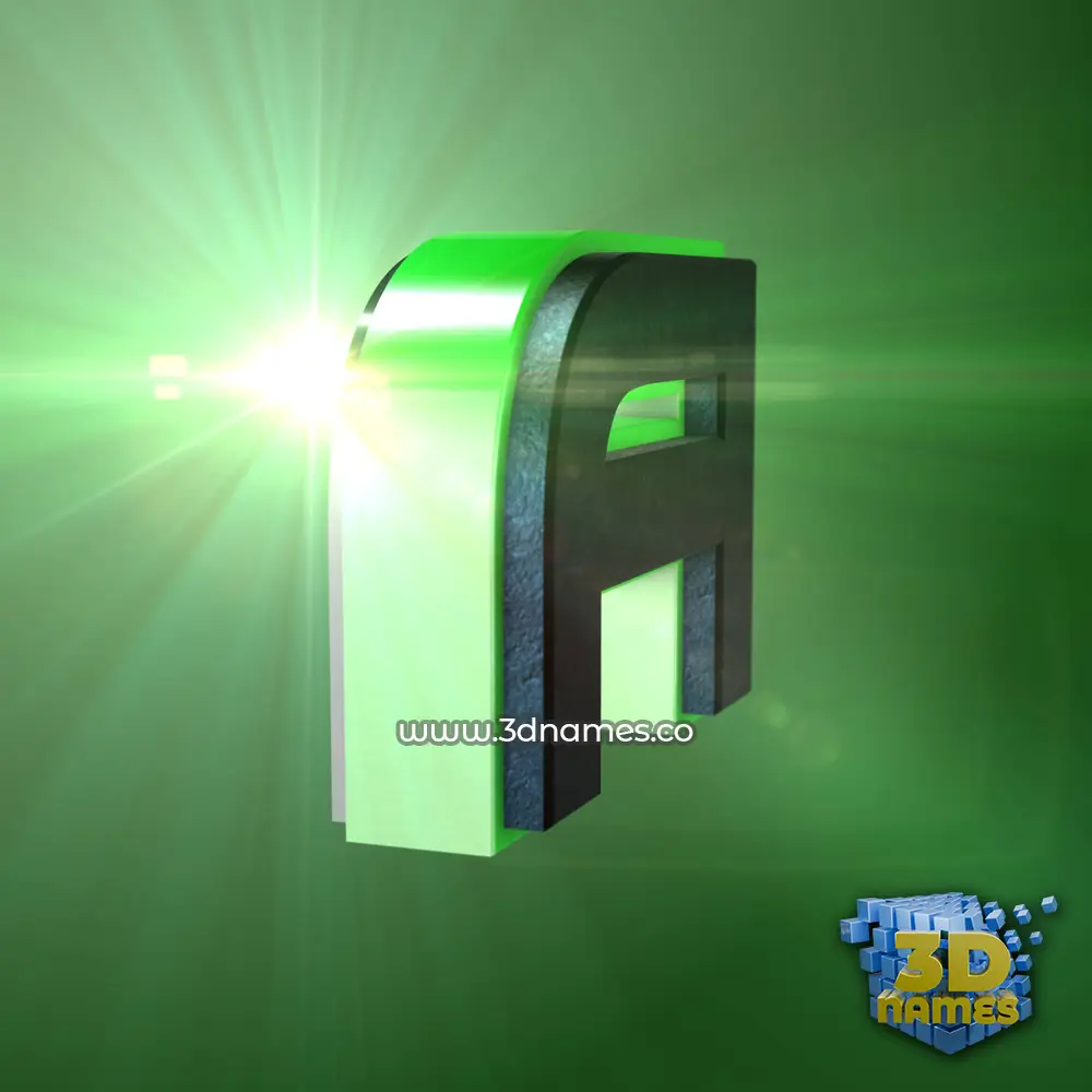 a in Green Light style - 3D name wallpaper