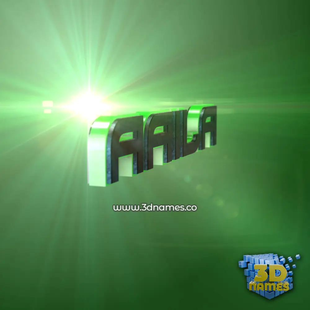 aaila in Green Light style - 3D name wallpaper