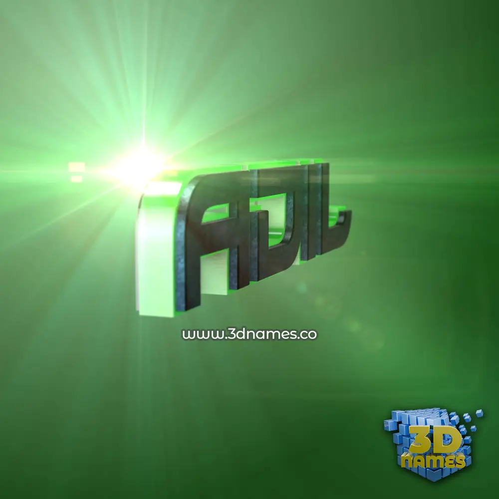 adil in Green Light style - 3D name wallpaper