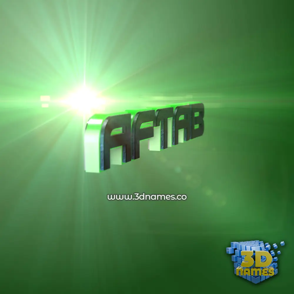 aftab in Green Light style - 3D name wallpaper
