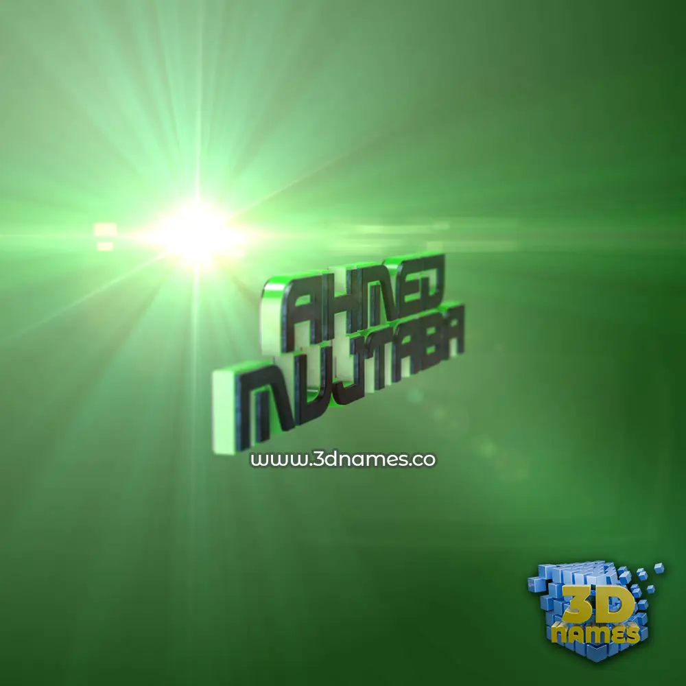 ahmed mujtaba in Green Light style - 3D name wallpaper