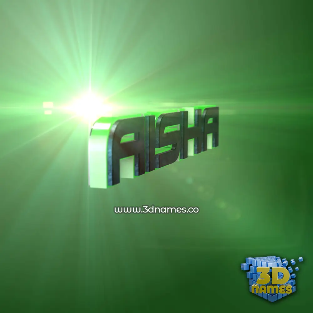 aisha in Green Light style - 3D name wallpaper