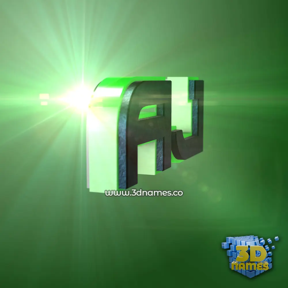 aj in Green Light style - 3D name wallpaper