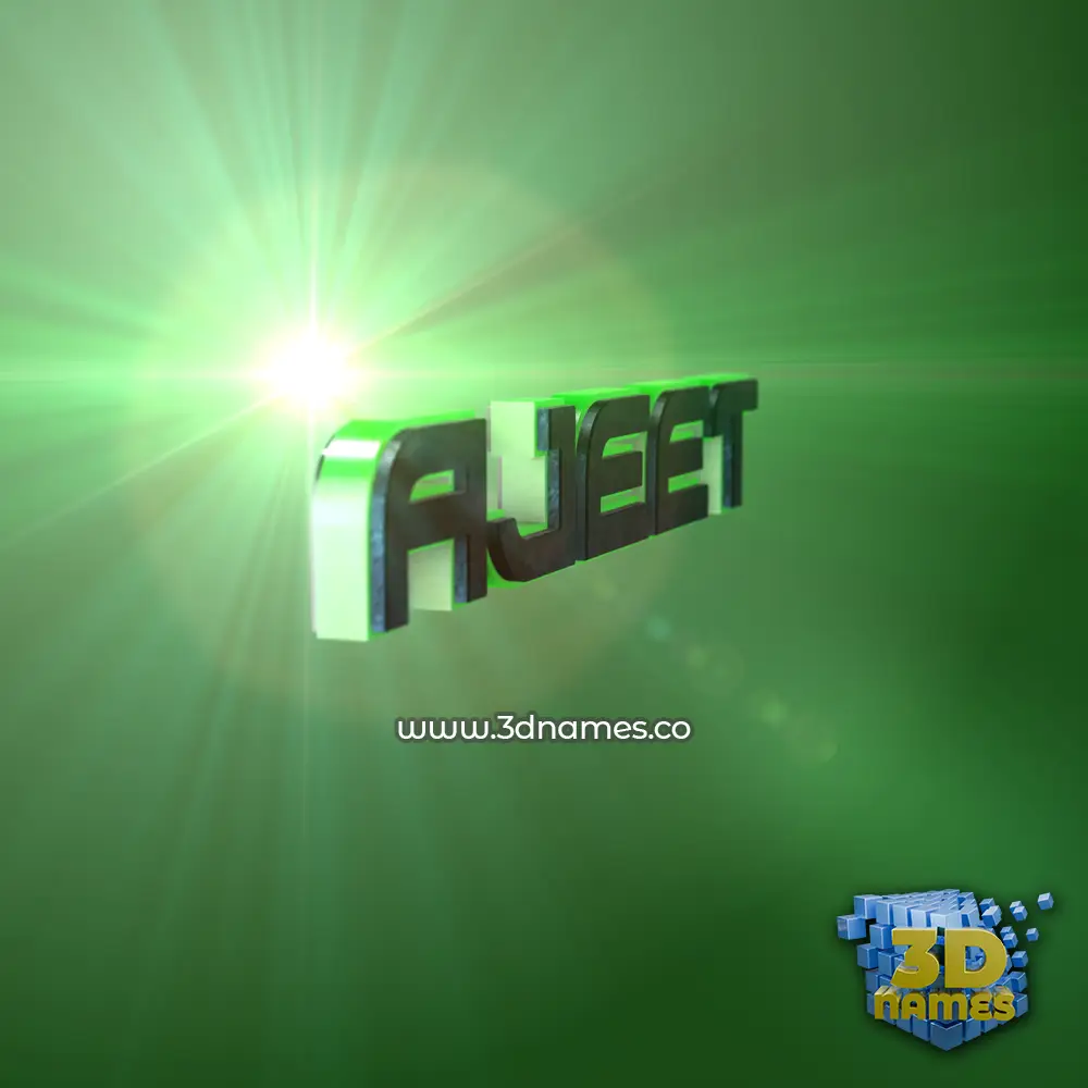 ajeet in Green Light style - 3D name wallpaper