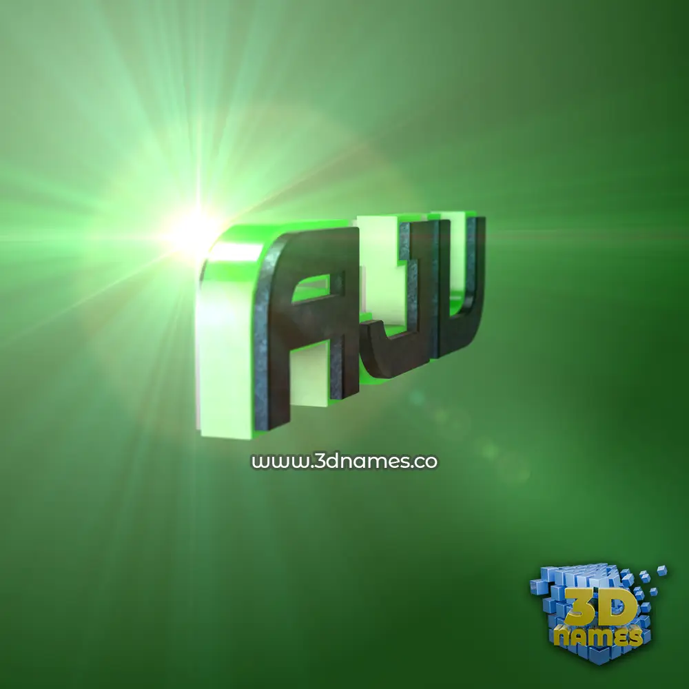 aju in Green Light style - 3D name wallpaper