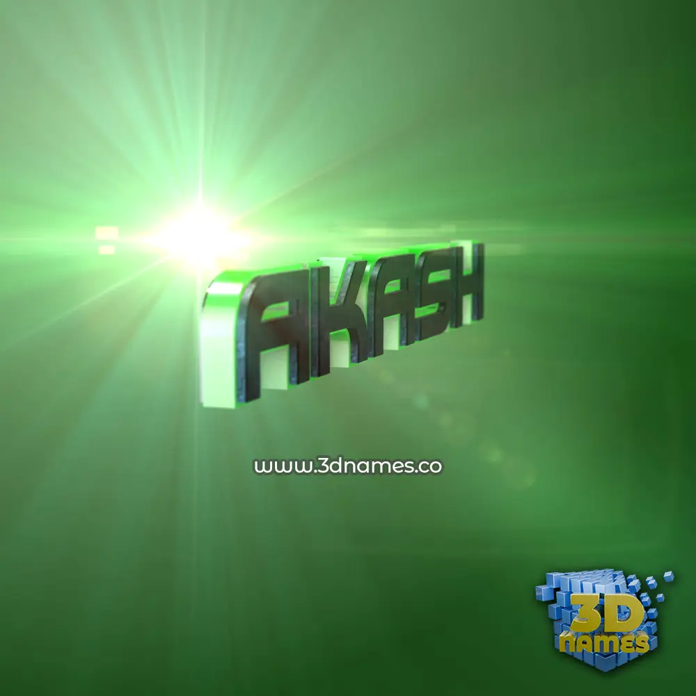 akash in Green Light style - 3D name wallpaper